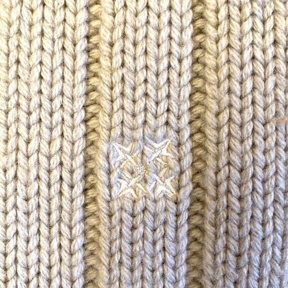 OXBOW Cable knit Wool Sweater Womens L Stone Ribbed Turtleneck quiet Luxury - Picture 4 of 8